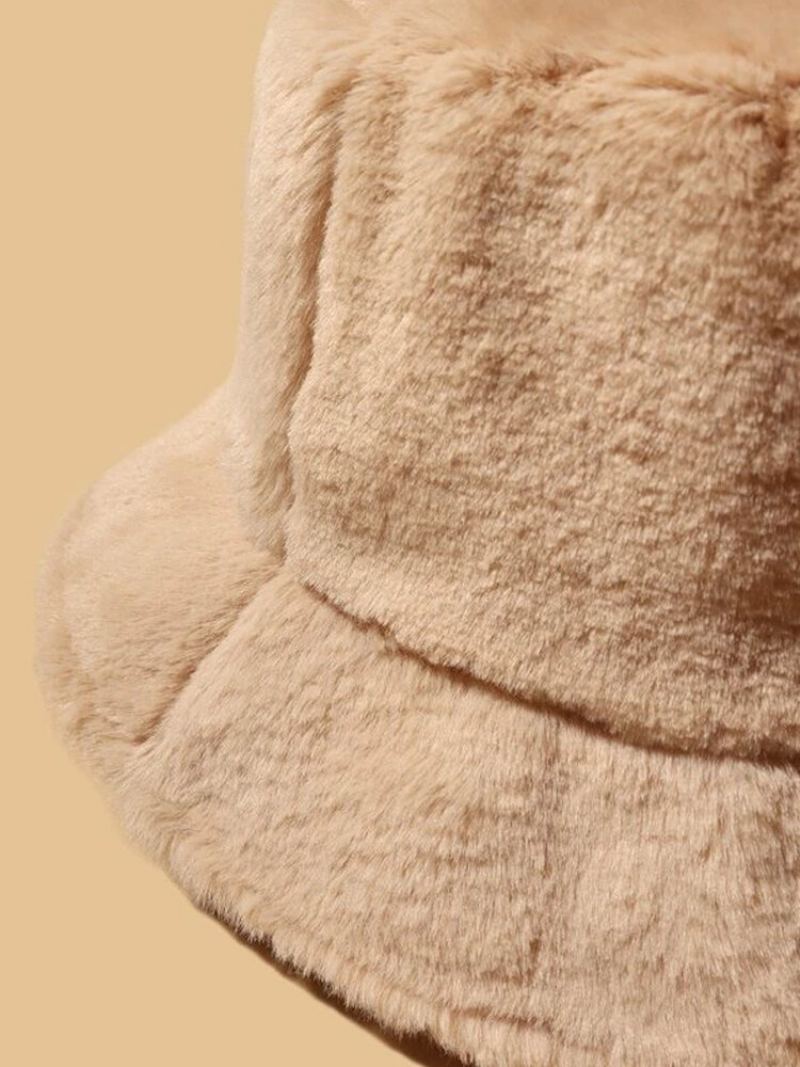 Kožešina Tlustý Teplý Zimní Bucket Čepice Ženy Jednobarevné Dívky Flat Top Velvet Fedoras Dámské Plyšové Bob