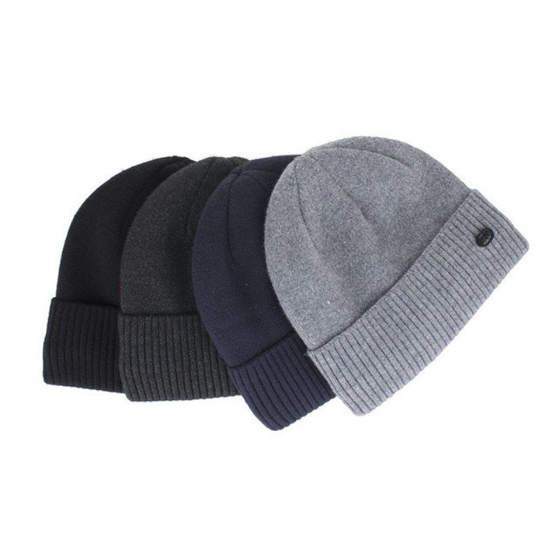 Pánská Dámská Kšiltovka Plus Plain Head Knitted Sweater Cap Čepice Beanie