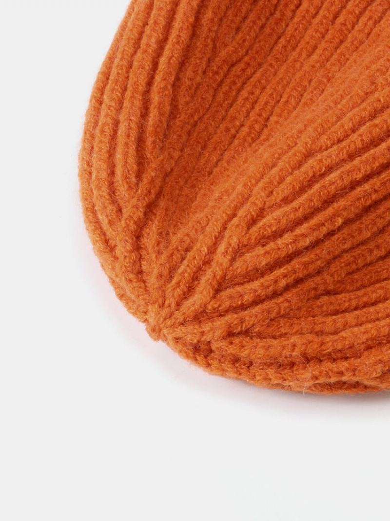 Unisex Akrylové Pletené Zahuštěné Jednobarevné Saténové Plátno Patchwork Móda Hřejivá Čepice Bez Okraje