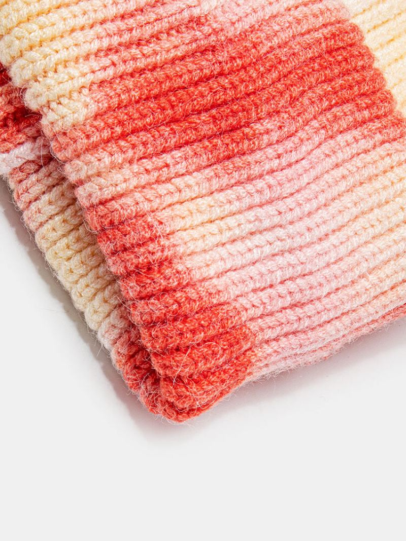 Unisex Jádrová Příze Pletená Kravata Písmeno Kožená Etiketa Móda Teplý Čepice Bez Okrajů Landlord Cap Skull Cap