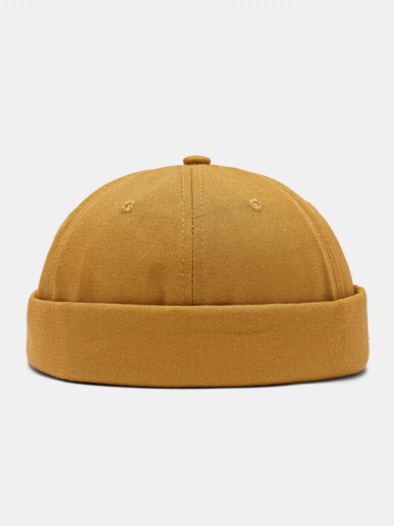 Unisex Jednobarevná Bavlna Kontrastní Barevná Nápiska Móda Čepice Bez Okrajů Landlord Cap Skull Cap
