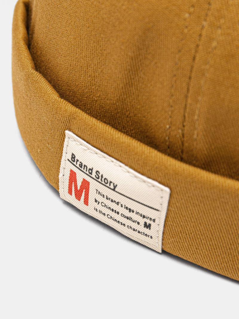 Unisex Jednobarevná Bavlna Kontrastní Barevná Nápiska Móda Čepice Bez Okrajů Landlord Cap Skull Cap