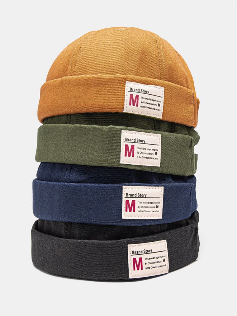 Unisex Jednobarevná Bavlna Kontrastní Barevná Nápiska Móda Čepice Bez Okrajů Landlord Cap Skull Cap
