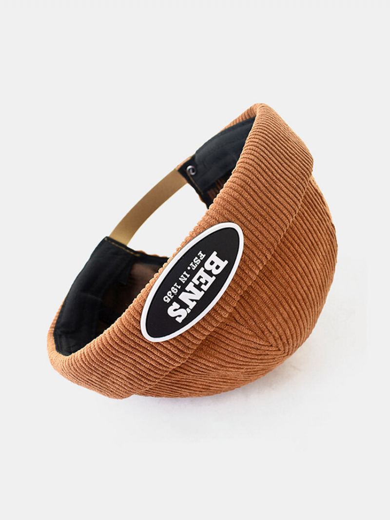 Unisex Pevné Manšestrové Dopisy Oválný Štítek Univerzální Nastavitelná Čepice Bez Okrajů Landlord Cap Skull Cap