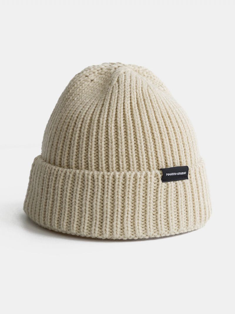 Unisex Pevné Pletené Písmenka Label All-match Hřejivý Čepice Bez Okrajů Kšiltovka Landlord Cap Skull Cap