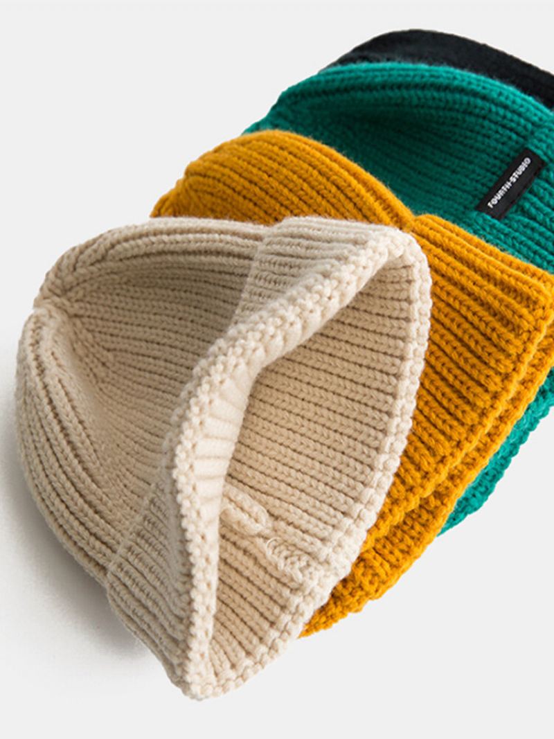 Unisex Pevné Pletené Písmenka Label All-match Hřejivý Čepice Bez Okrajů Kšiltovka Landlord Cap Skull Cap
