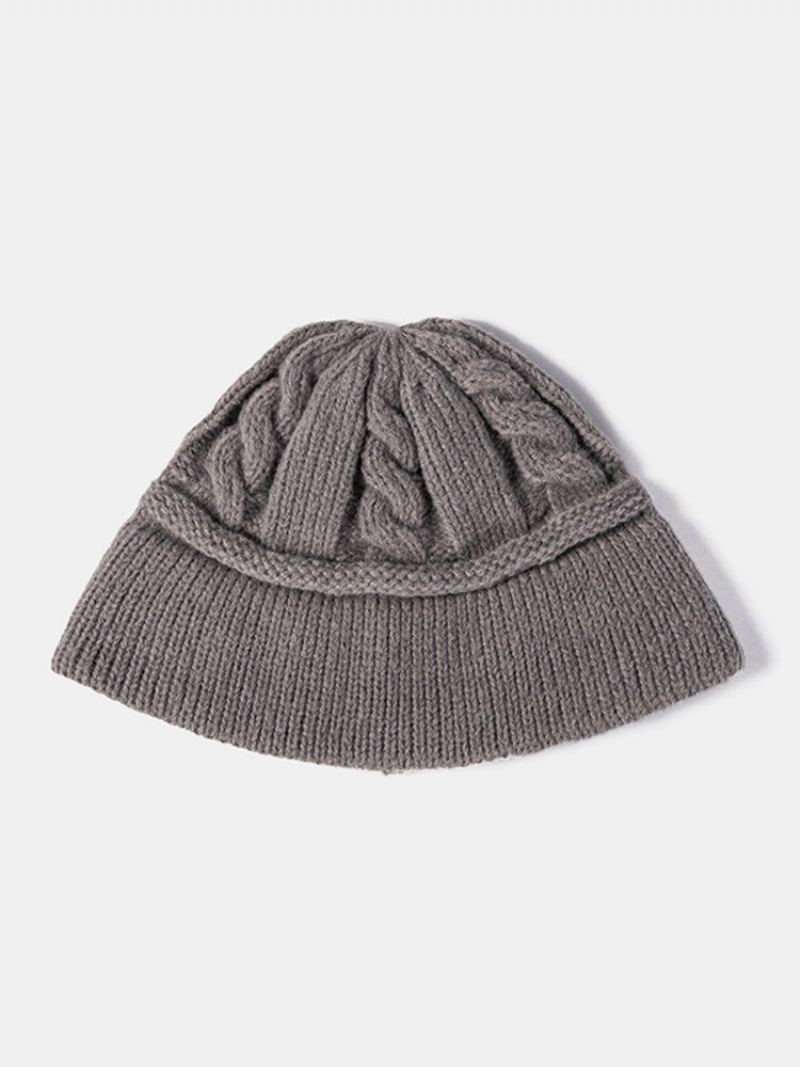 Unisex Pletená Jednobarevná Čepice Twist Jacquard Bez Okraje