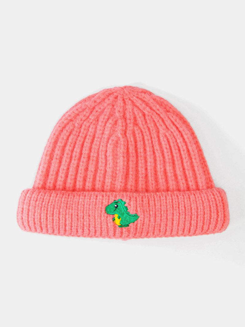 Unisex Pletené Jacquard Kreslený Dinosaurus Výšivka Móda Teplo Čepice Bez Okrajů Kšiltovka Landlord Cap Skull Cap