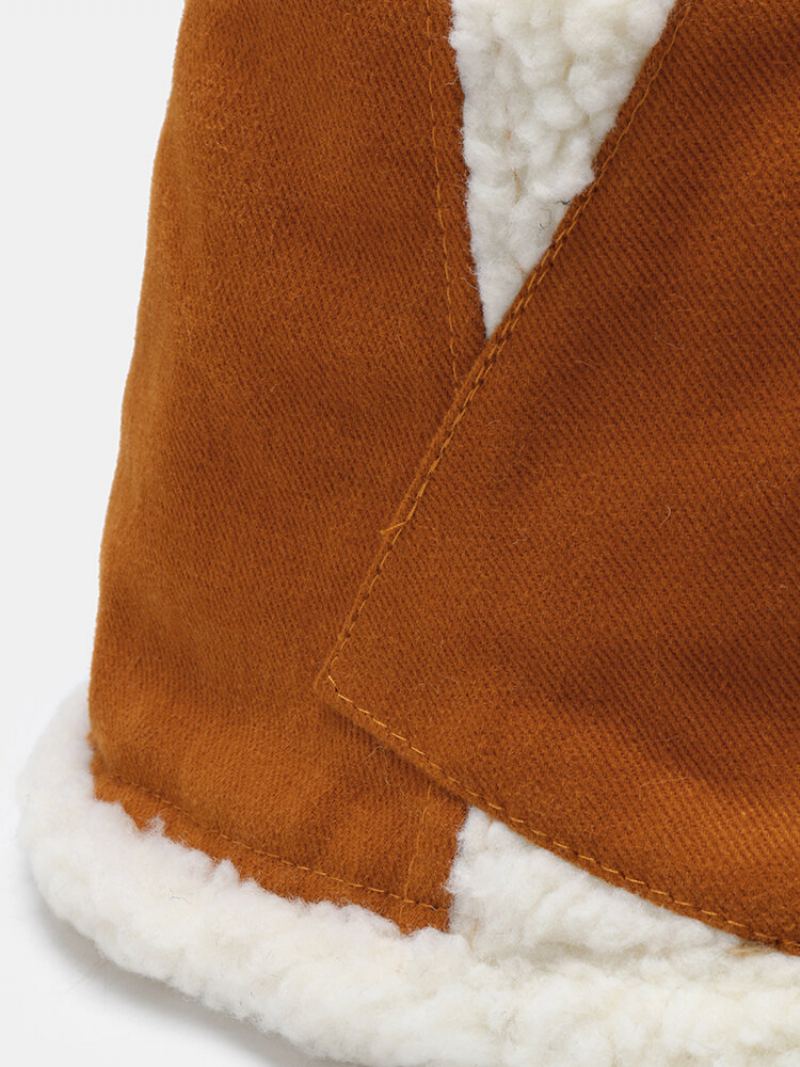Unisex Polyester Bavlna Plus Fleece Zahuštěný Kontrastní Barvy Nepravidelný Patchwork Všestranná Čepice Warmth Bucket
