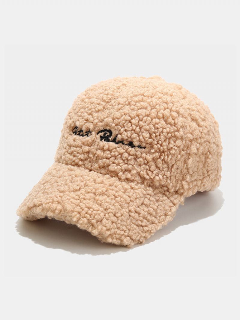 Unisex Teddy Fleece Zesílená Dopisní Výšivka Venkovní Větruodolná Hřejivá Baseballová Čepice