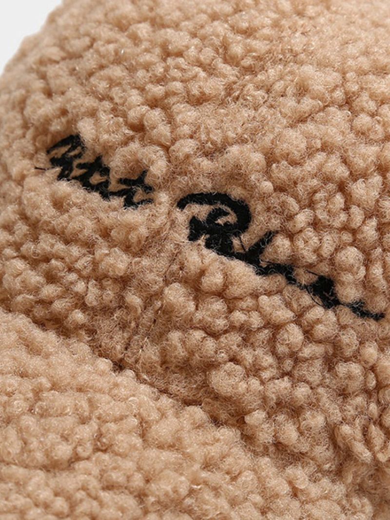 Unisex Teddy Fleece Zesílená Dopisní Výšivka Venkovní Větruodolná Hřejivá Baseballová Čepice