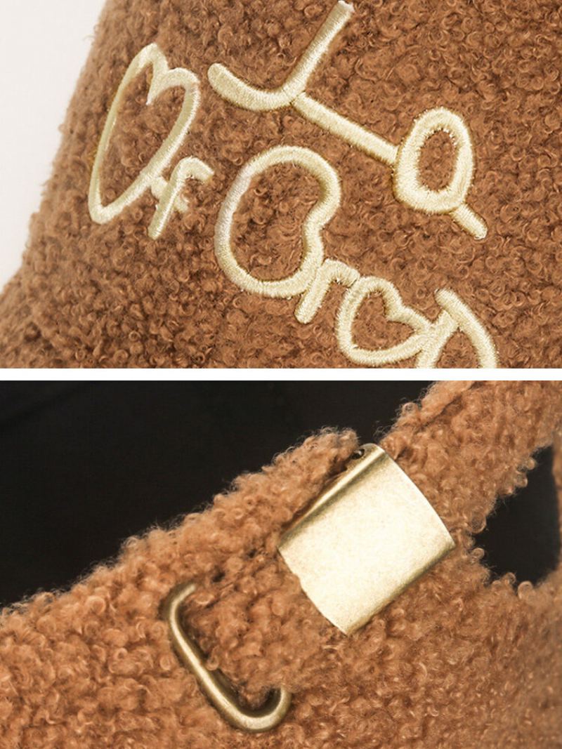 Unisex Teddy Velvet Love Letter Výšivka Outdoor All-match Teplá Baseballová Čepice
