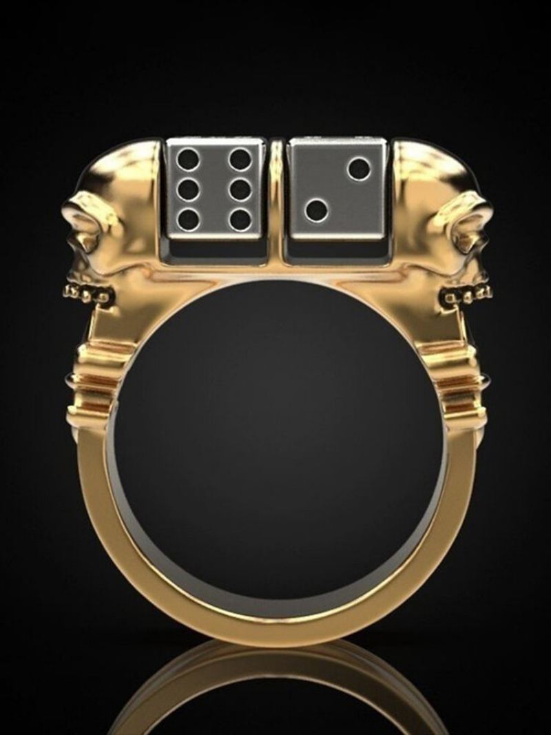 1 Ks Punk Golden Dice Ghost Head Skull Osobnost Inovativní Módní Prsten Ze Slitiny