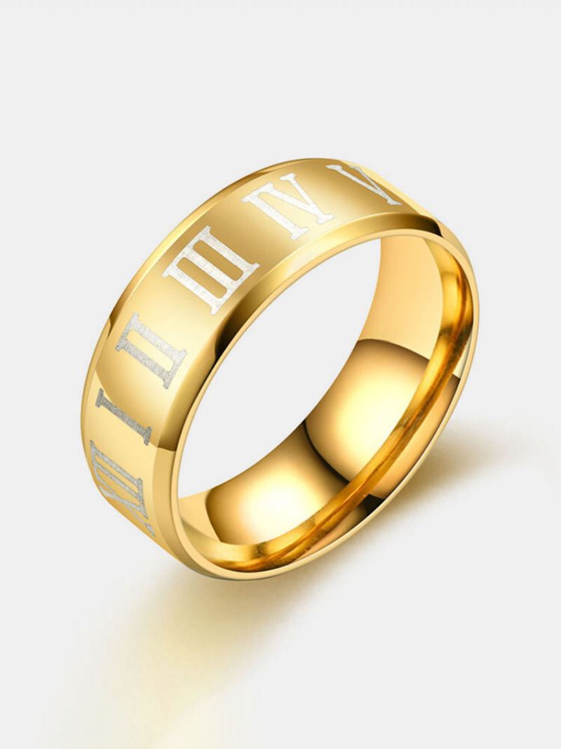 1 Ks Retro Jednoduché Římské Číslice Titanium Steel Couple Rings Pánské Prsteny