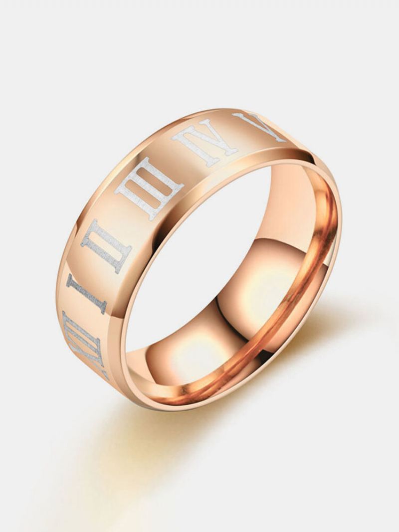 1 Ks Retro Jednoduché Římské Číslice Titanium Steel Couple Rings Pánské Prsteny