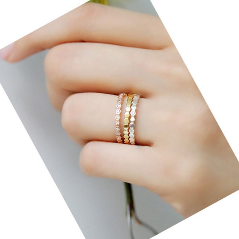 3ks Jednoduchý S925 Sterling Silver Zirkonový Otevírací Jedinečný Prsten