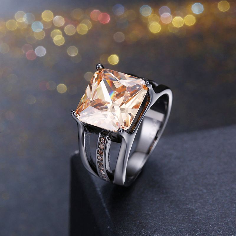 Inalis Dámské Elegantní 12mm Střílecí Černě Pokovené Zirkonové Diamantové Prsteny S Diamanty