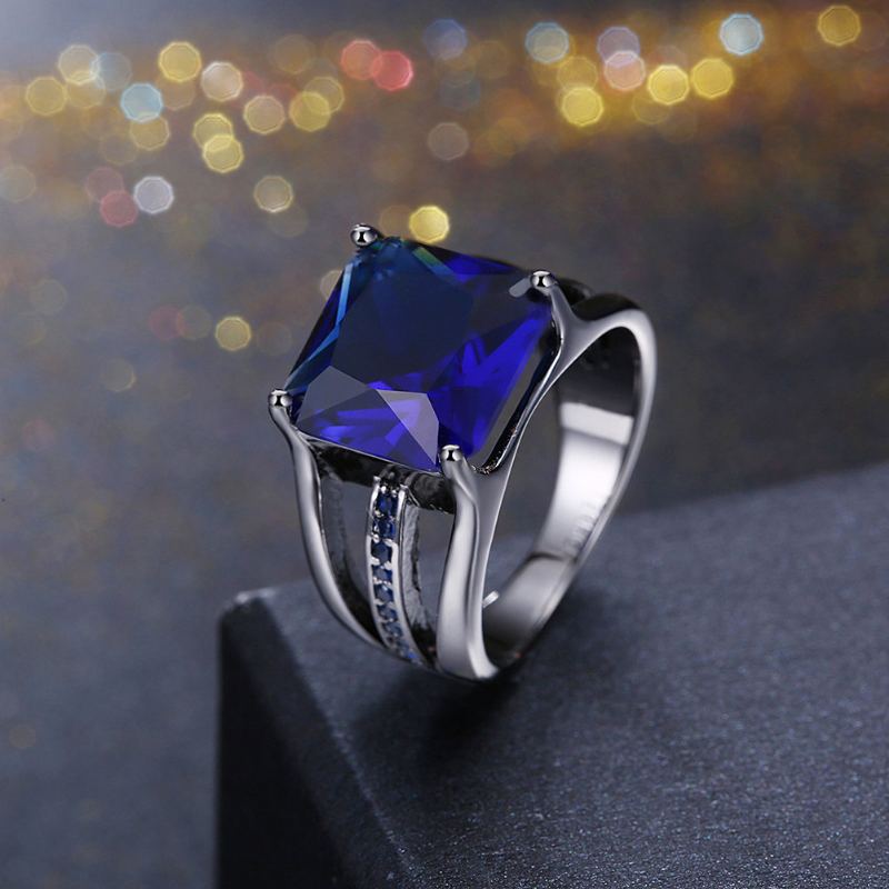 Inalis Dámské Elegantní 12mm Střílecí Černě Pokovené Zirkonové Diamantové Prsteny S Diamanty