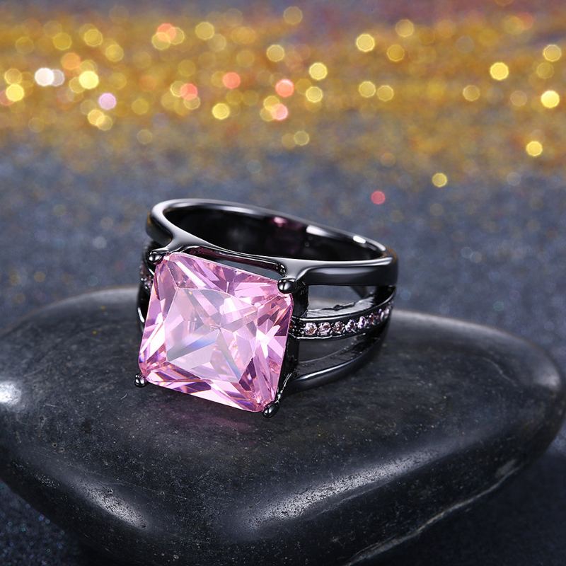 Inalis Dámské Elegantní 12mm Střílecí Černě Pokovené Zirkonové Diamantové Prsteny S Diamanty