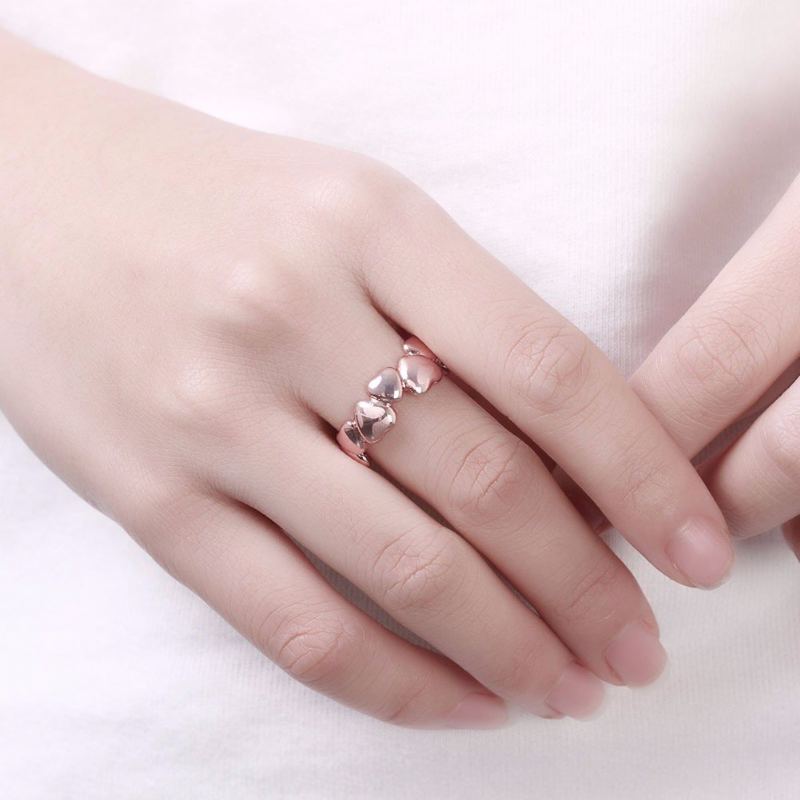 Jednoduchý Luxusní Prsten Rose Gold Od Srdce K Srdci Pro Ženy Jako Dárek