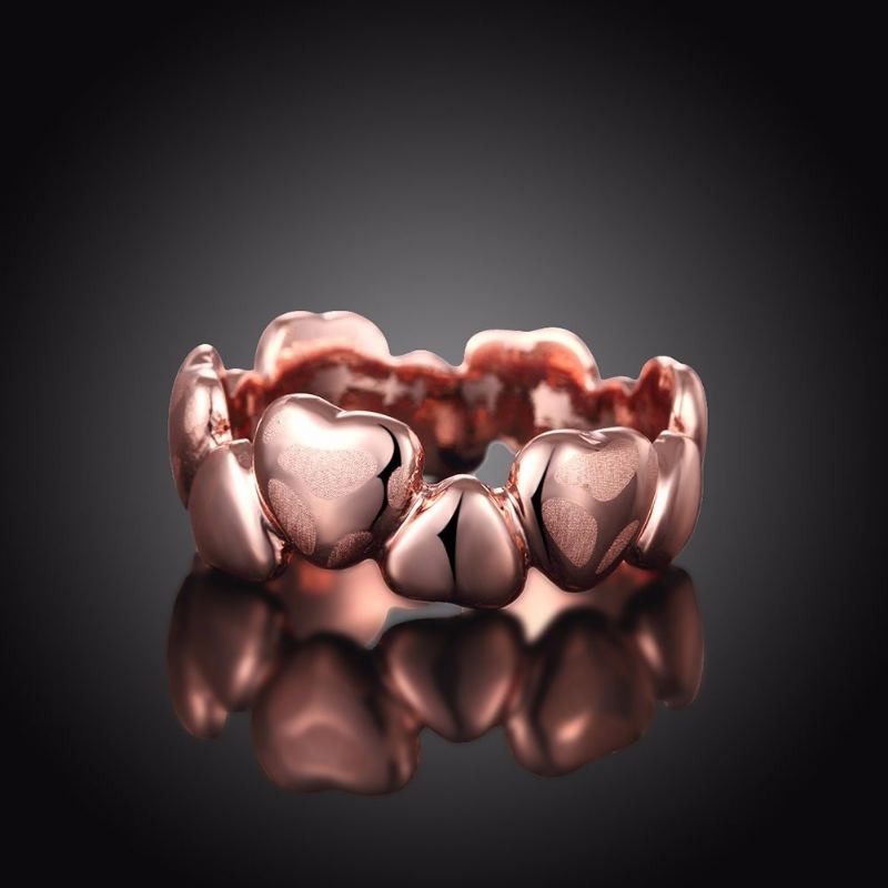 Jednoduchý Luxusní Prsten Rose Gold Od Srdce K Srdci Pro Ženy Jako Dárek
