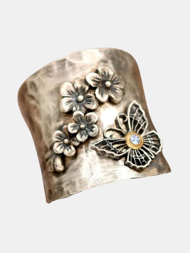 Slitina Vintage Stylový Diamantový Prsten Butterfly Flower