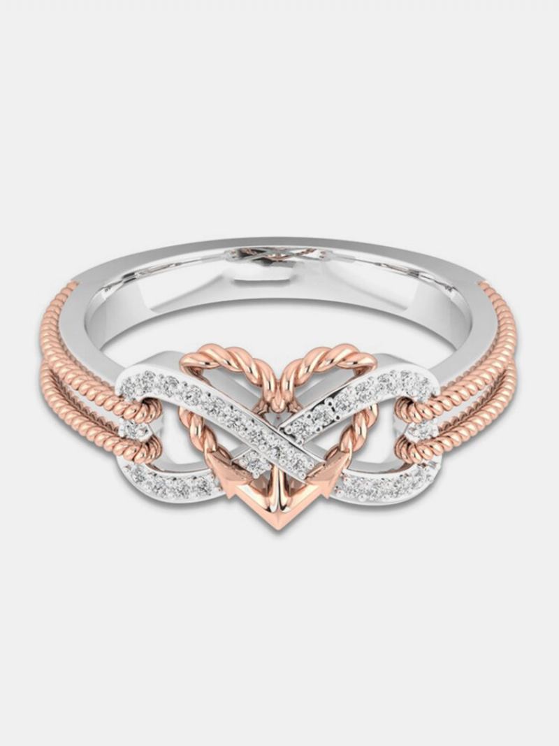 Speciální Duté Platinové Prsteny Vykládané Zirkonem Infinity Knot Heart Cross Designový Dárek Pro Ženy