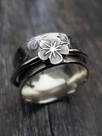 Vintage Alloy Ins Plum Flower Květinový Prsten