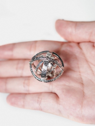 Vintage Astronomický Kulový Prsten Flip Deformation Cosmic Ring Couple Kreativní Nápisy Na Prstech