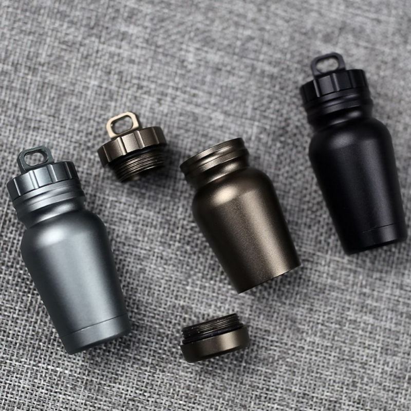 Vodotěsná Kapsle Edc Keychain Tube Na Vojenskou Úroveň Zásobník Na Pilulky Na Přežití