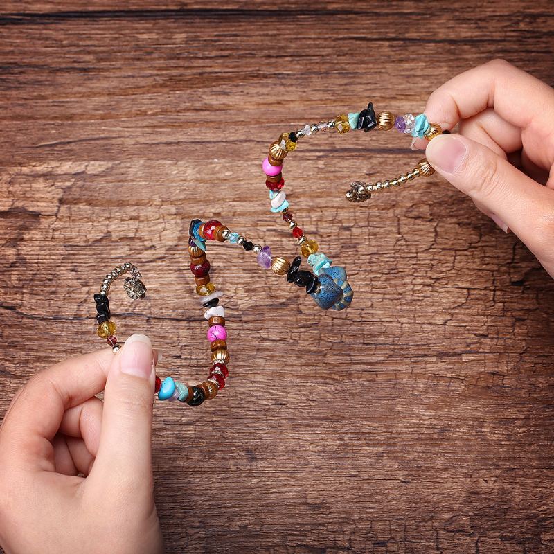 Bohemian Crushed Stone Náramek Multi Layer Beaded Mix Color Crystal Dámský