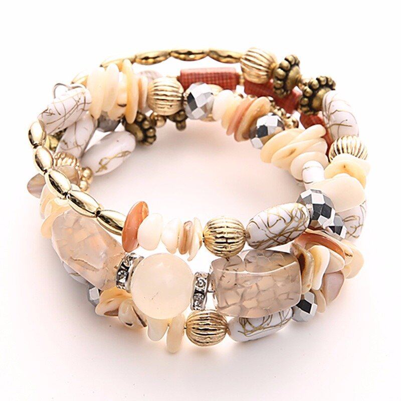 Bohemian Gravel Multi Layer Bracelet Tyrkysový Náramek Pro Ženy Wrap