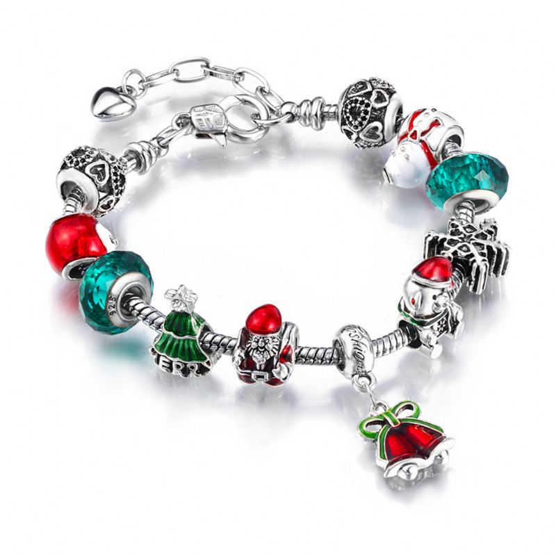 Ručně Vyrobený Diy Náramek Vánoční Ozdoby Santa Bells Alloy Big Bead