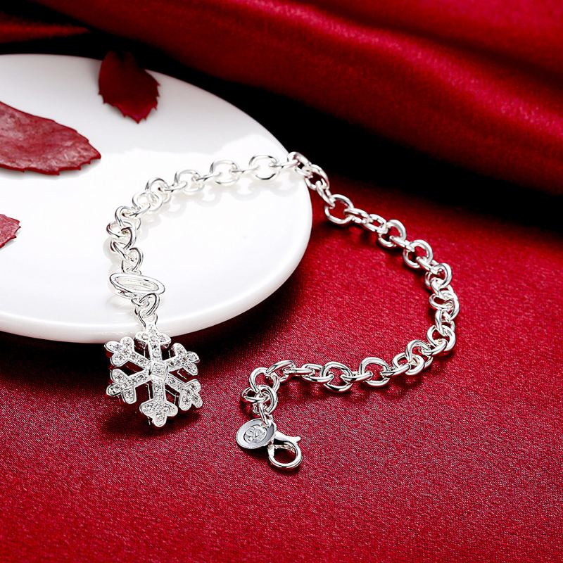 Yueyin Sweet Náramek Snowflake Drahokamu Postříbřený Dámský