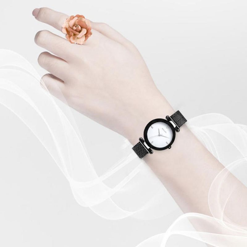Dámské Nové Módní Hodinky Quartz Korejské S Kovovým Řemínkem