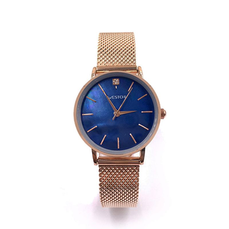 Elegantní Dámské Hodinky Quartz S Japonským Strojkem Miyota A Síťovaným Náramkem Vodotěsné Náramkové S Minerálním Tvrzeným Zrcadlovým Sklem