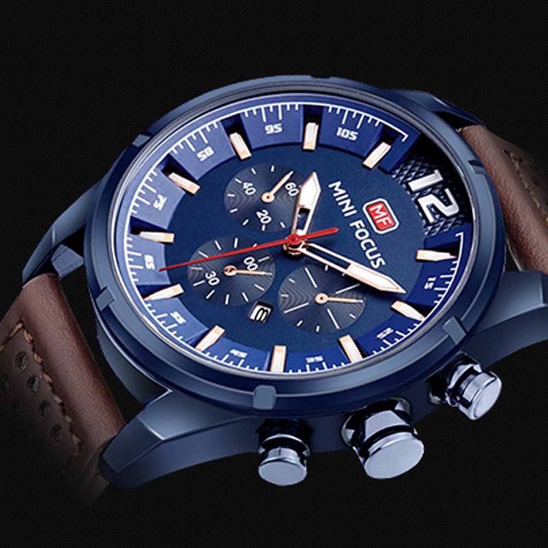 Hodinky Pro Muže Japonské S Koženým Řemínkem S Kalendářem Luminous Waterproof 0005g Quartz