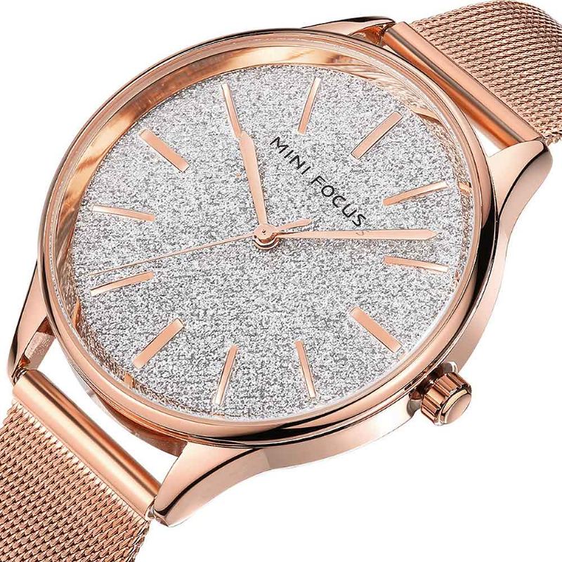 Japonské Dámské Minimalistické Ultra Tenké Hodinky Analog Quartz Stainless Steel Mesh Watch