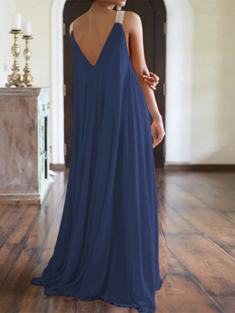 Jednobarevné Maxi Šaty S Elastickými Ramínky Bohemian Plus Size