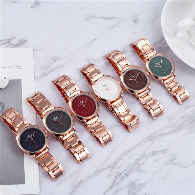 Jednoduché Dámské Náramkové Hodinky Rose Gold Band Velké Tříručičkové Quartzové
