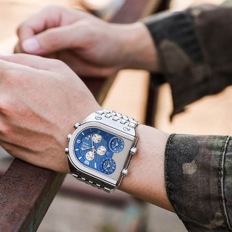 Luxusní Lige Automatické Mechanické Pánské Hodinky Z Nerezové Oceli Quartz Náramkové 3-displejové Multifunkční Obchodní