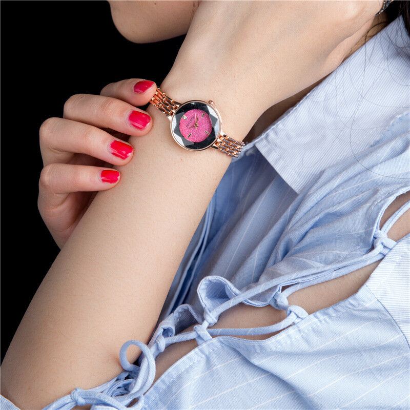 Módní Dámské Hodinky Trendy Růžové Zlaté Tenké Pásky S Barevným Ciferníkem Quartz Minimalistické Pro Ženy