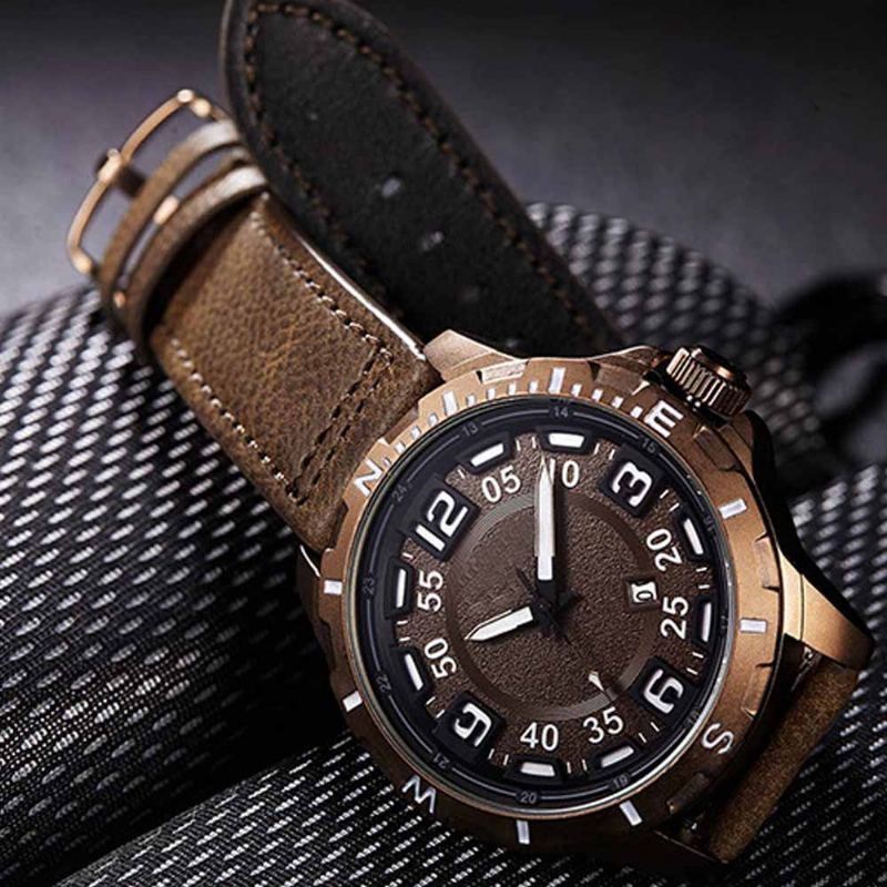 Neformální Hodinky Quartz Pro Muže Vodotěsné Se Sponou Z Nerezové Oceli S Koženým Řemínkem Na Zápěstí
