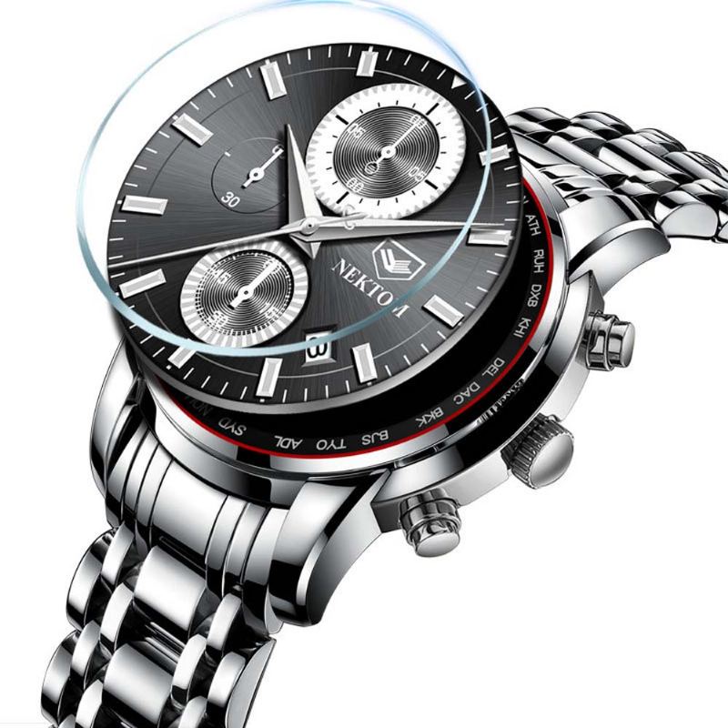 Pánské Hodinky Quartz Multifunkční Vodotěsné Náramkové Módní Doplněk Odolný Proti Poškrábání
