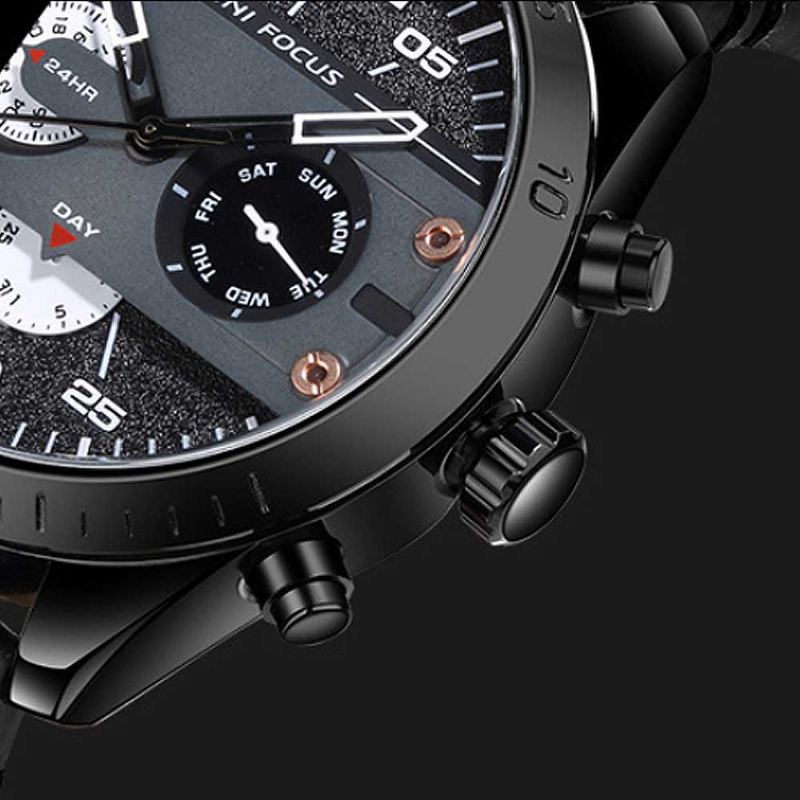 Pánské Módní Hodinky Kožený Řemínek Ze Slitiny Náramkové Luminous Waterproof Quartz Mechanické S Kalendářem