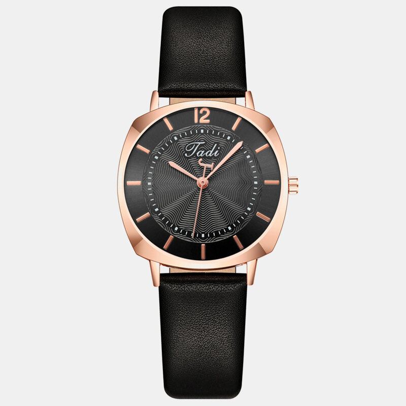 Trendy Elegantní Dámské Náramkové Hodinky Z Růžového Zlata S Koženým Páskem Quartz