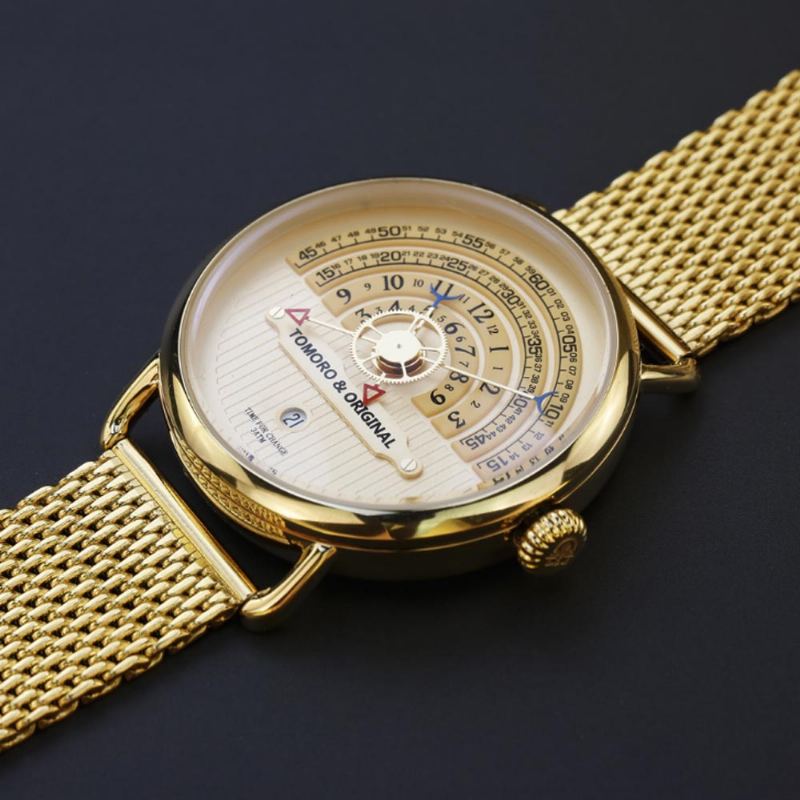 Vysoce Kvalitní Celozlaté Pánské Hodinky Time Epoch Reinkarnation Watch Kreativní Nový Koncept Zlaté Náramkové S Velkým Ciferníkem