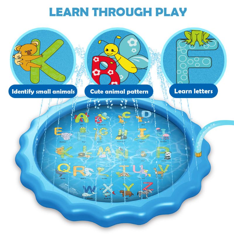 Wevon Splash Pad 67 Palce Hrací Podložka S Postřikovačem Pro Postřikovače Pro Děti Bazének S Pro Venkovní Hračky Do Vody Výukové Vzdělávací Brouzdaliště Pro Batolata Chlapci Dívky