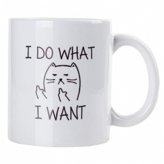 11 Oz Funny Coffee Mug Cat Middle Finger Keramický Hrnek/hrnek