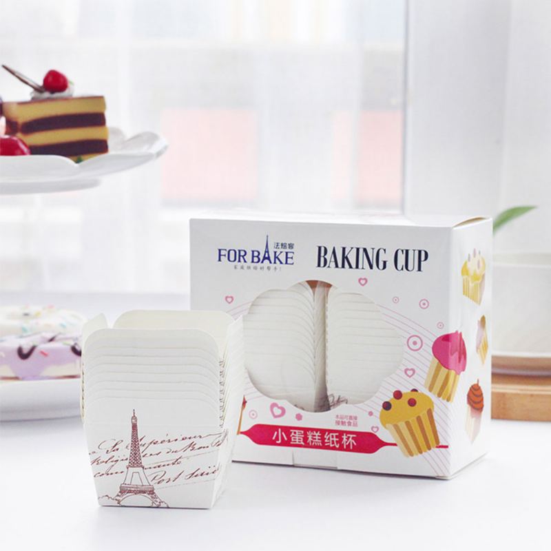 24ks Forma Na Pečení Kulatý Potahovaný Papír Malý Dort Puff Muffin Cake Paper Cup Pekáč